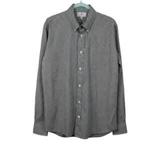 Jack Spade Gingham Plaid Button Up Shirt 100% Cotton Black White Size XL